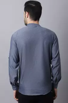 Grey plain cotton men-kurtas
