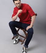 Maroon plain cotton men-kurtas