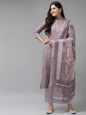 Purple printed cotton ethnic-kurtis 1