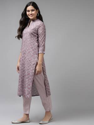 Purple printed cotton ethnic-kurtis 2