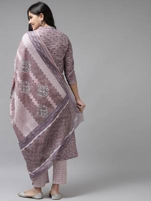 Purple printed cotton ethnic-kurtis 3