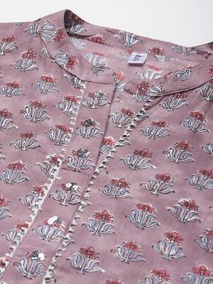 Purple printed cotton ethnic-kurtis 4