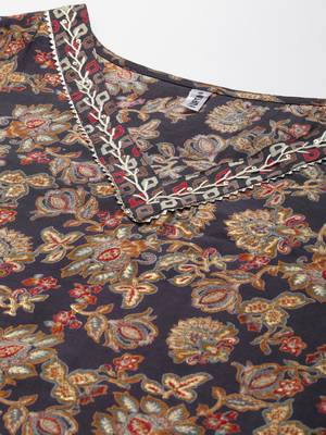 Grey printed silk ethnic-kurtis 4
