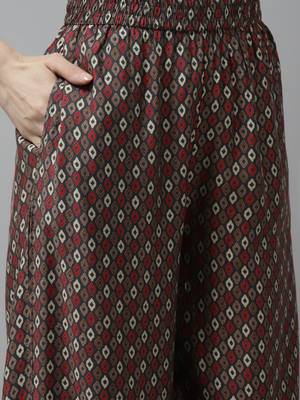 Grey printed silk ethnic-kurtis 5