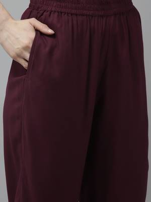 Burgundy printed rayon ethnic-kurtis 5