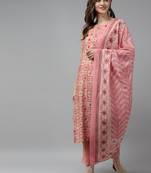 Peach printed silk ethnic-kurtis