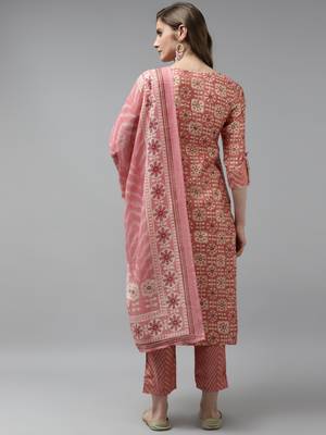 Peach printed silk ethnic-kurtis 2