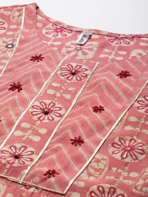 Peach printed silk ethnic-kurtis 4