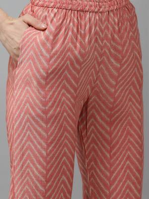 Peach printed silk ethnic-kurtis 5