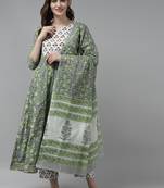 Grey printed cotton ethnic-kurtis