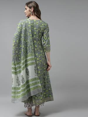 Grey printed cotton ethnic-kurtis 2