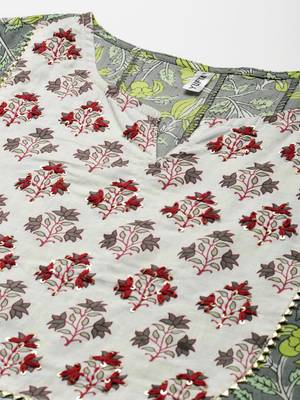 Grey printed cotton ethnic-kurtis 4