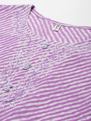 Lavender embroidered rayon kurtas-and-kurtis 3