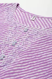 Lavender embroidered rayon kurtas-and-kurtis