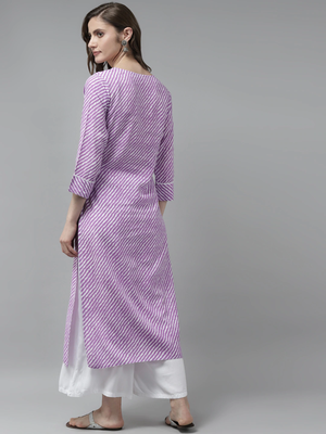 Lavender embroidered rayon kurtas-and-kurtis 4