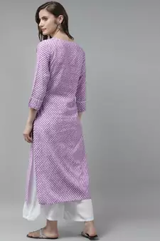 Lavender embroidered rayon kurtas-and-kurtis