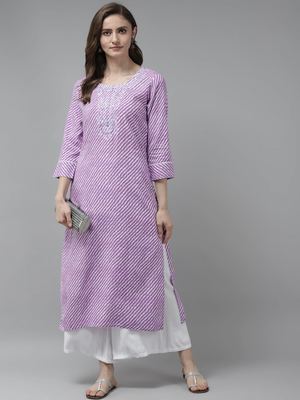 Lavender embroidered rayon kurtas-and-kurtis 5