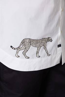 White Cheetah Embroidered Shirt 2
