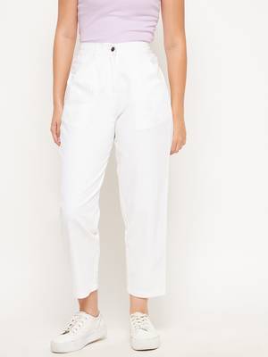 White plain cotton trousers 1