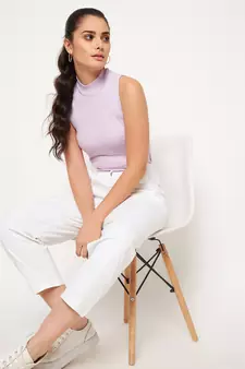 White plain cotton trousers