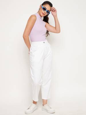 White plain cotton trousers 3