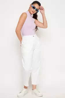 White plain cotton trousers