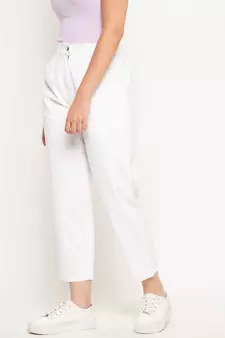 White plain cotton trousers