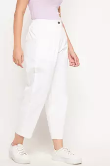White plain cotton trousers