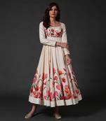Ivory Floral Printed Anarkali Set