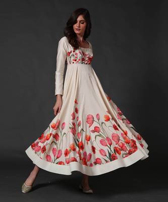 Ivory Floral Printed Anarkali Set 2