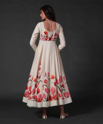 Ivory Floral Printed Anarkali Set 3