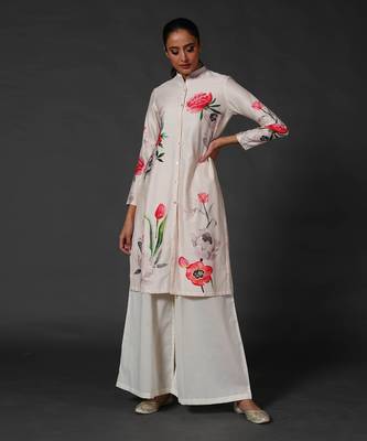 Ivory floral printed palzzo set 2