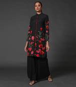 Black floral printed kurta palzzo set