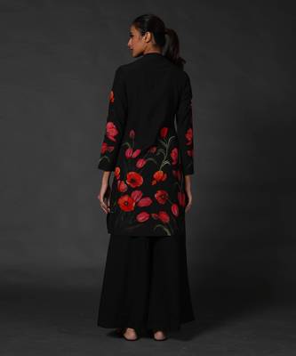 Black floral printed kurta palzzo set 2