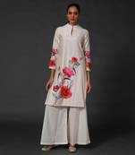 Ivory floral printed kurta palzzo set