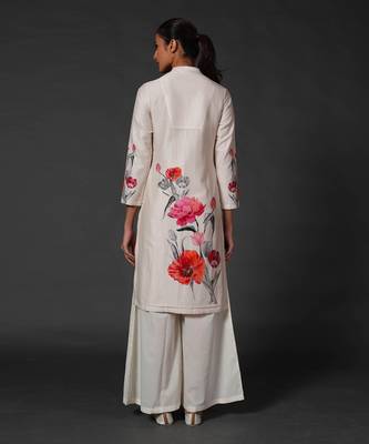 Ivory floral printed kurta palzzo set 3