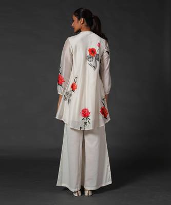 Ivory floral printed tunic set 2