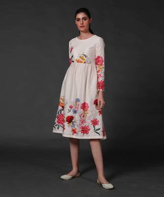Ivory Floral Printed Dress  1