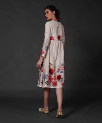 Ivory Floral Printed Dress  2