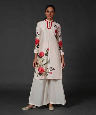 Ivory Floral printed Kurta Set 1