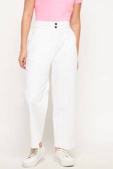 White plain cotton trousers