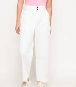 White plain cotton trousers