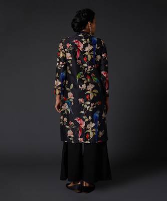 Black Cotton Silk Multicolor Floral Printed Kurta Set 2