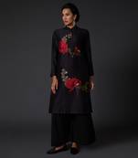 Black Printed & Embroidered Kurta Set