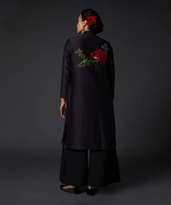 Black Printed & Embroidered Kurta Set 2
