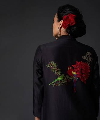 Black Printed & Embroidered Kurta Set 3