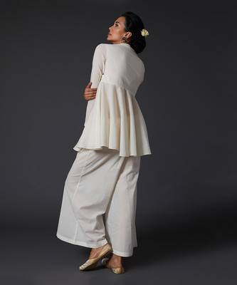 Ivory Embroidered Top And Palazzo Pants 2