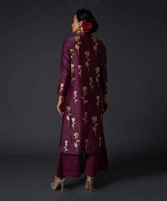 Plum Block Printed Kurta Set  2