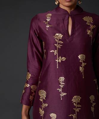 Plum Block Printed Kurta Set  3