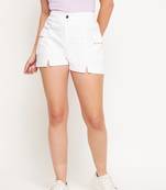 White plain cotton shorts